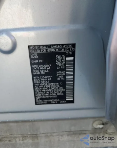 2019 Nissan Rogue S z USA, uszkodzony, nr VIN KNMAT2MV0KP545221